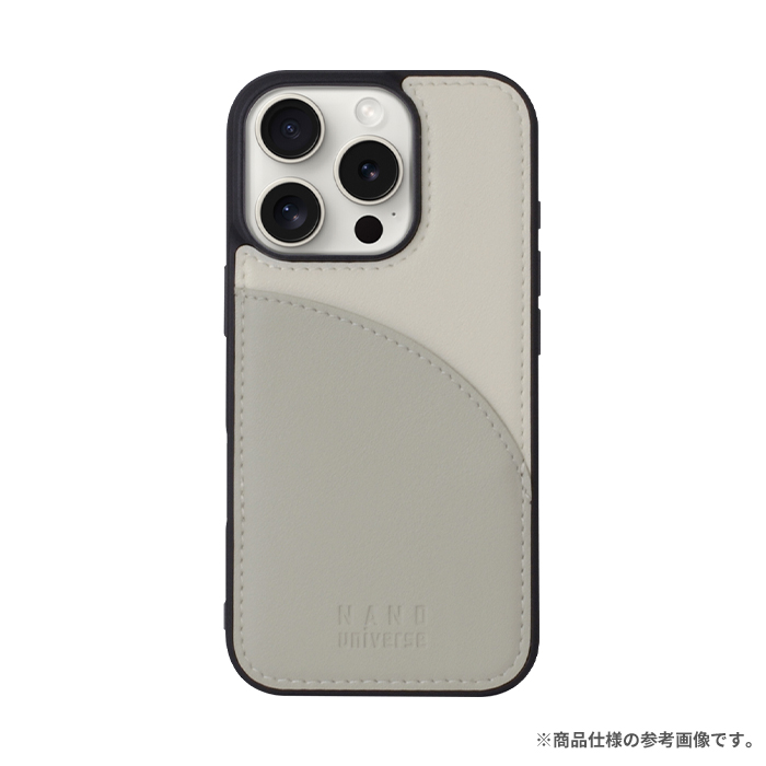 nano universe ナノユニバース カードポケット付バイカラーレザーケース グレー