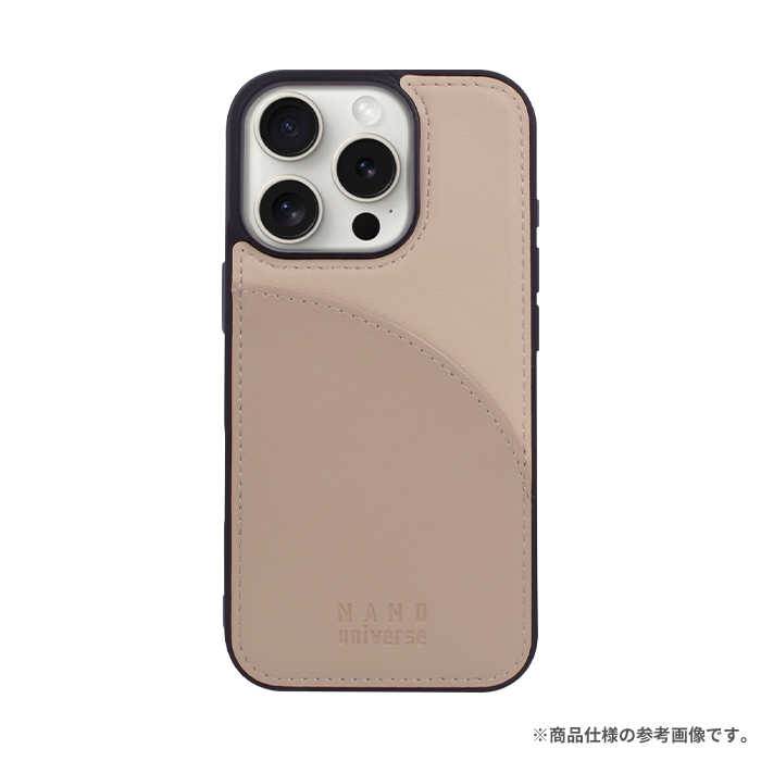 nano universe ナノユニバース カードポケット付バイカラーレザーケース ベージュ