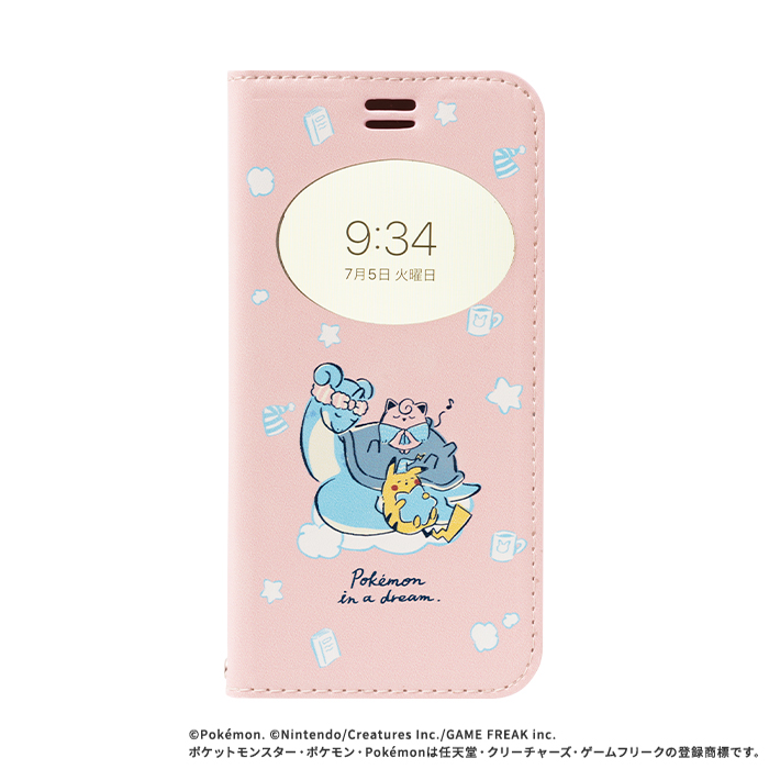 [iPhoneSE2/SE3/8/7ケース]ポケットモンスターフリップ窓付きダイアリーケース ペールピンク