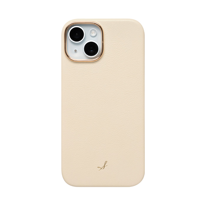 [iPhone15ケース]salisty noble MagSafe対応 レザーハードケース クリーム
