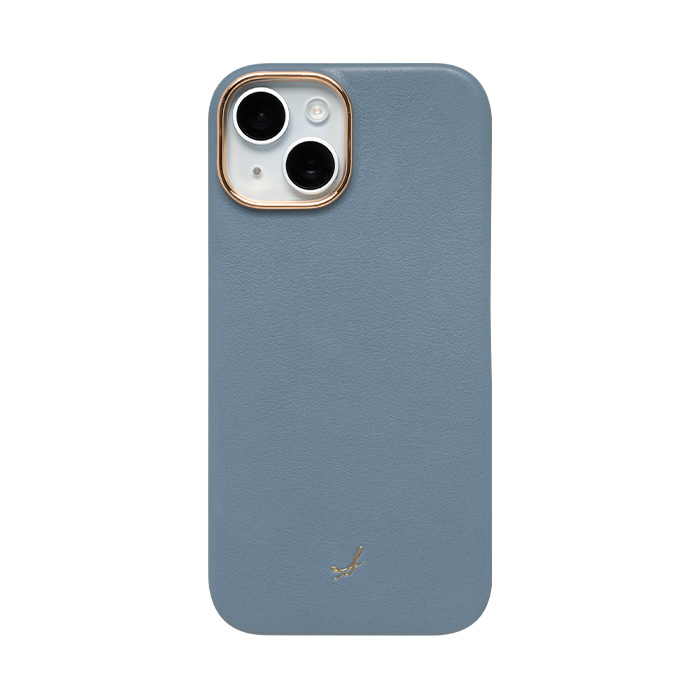 [iPhone15ケース]salisty noble MagSafe対応 レザーハードケース グレイッシュブルー