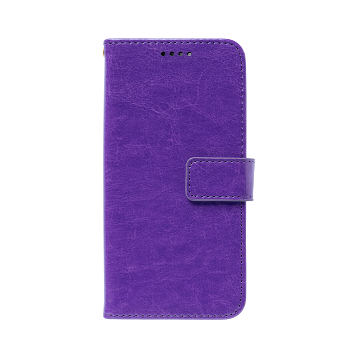シンプルなレザー手帳型スマホケース Classic パープル・ベルトタイプ