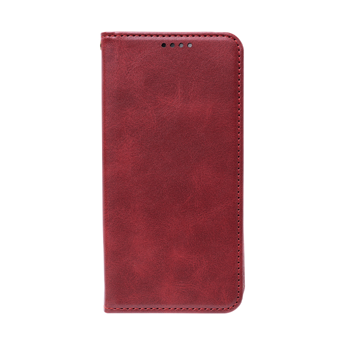 シンプルなレザー手帳型スマホケース Classic ワインレッド・シンプルタイプ