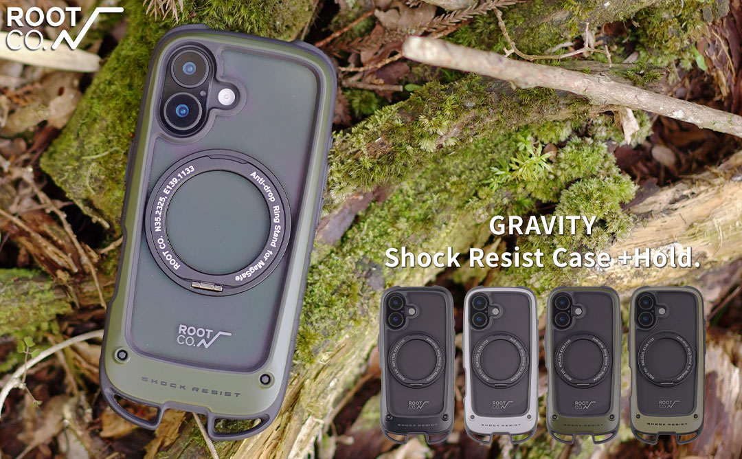 【新】[iPhone 17専用]ROOT CO. GRAVITY Shock Resist Case Hold Plus.(ブラック)
