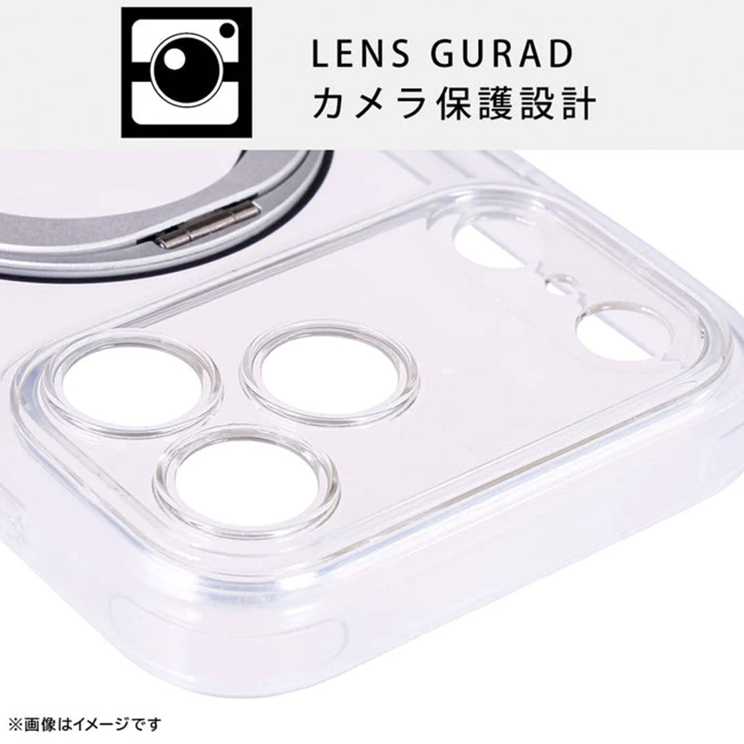 [iPhone 2025 6.3inch 2Lens専用]ray-out レイ・アウト マグネット充電対応 精密設計 ハイブリッドタフケース(クリア)