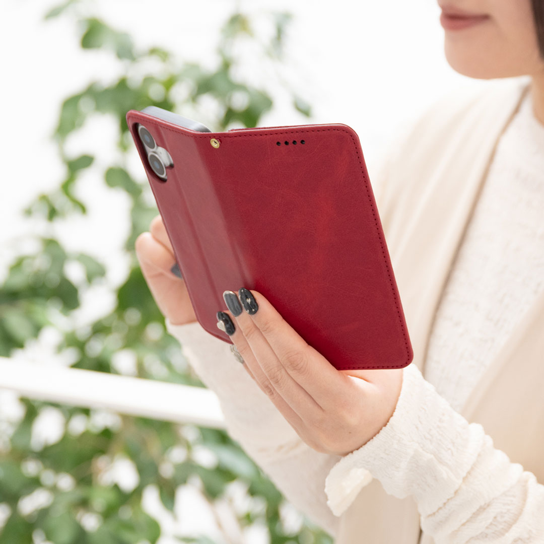 [iPhone 17/16/16e/15/14/SE(第3・第2世代)/8/7専用]カードポケット付 シンプル手帳型ケース