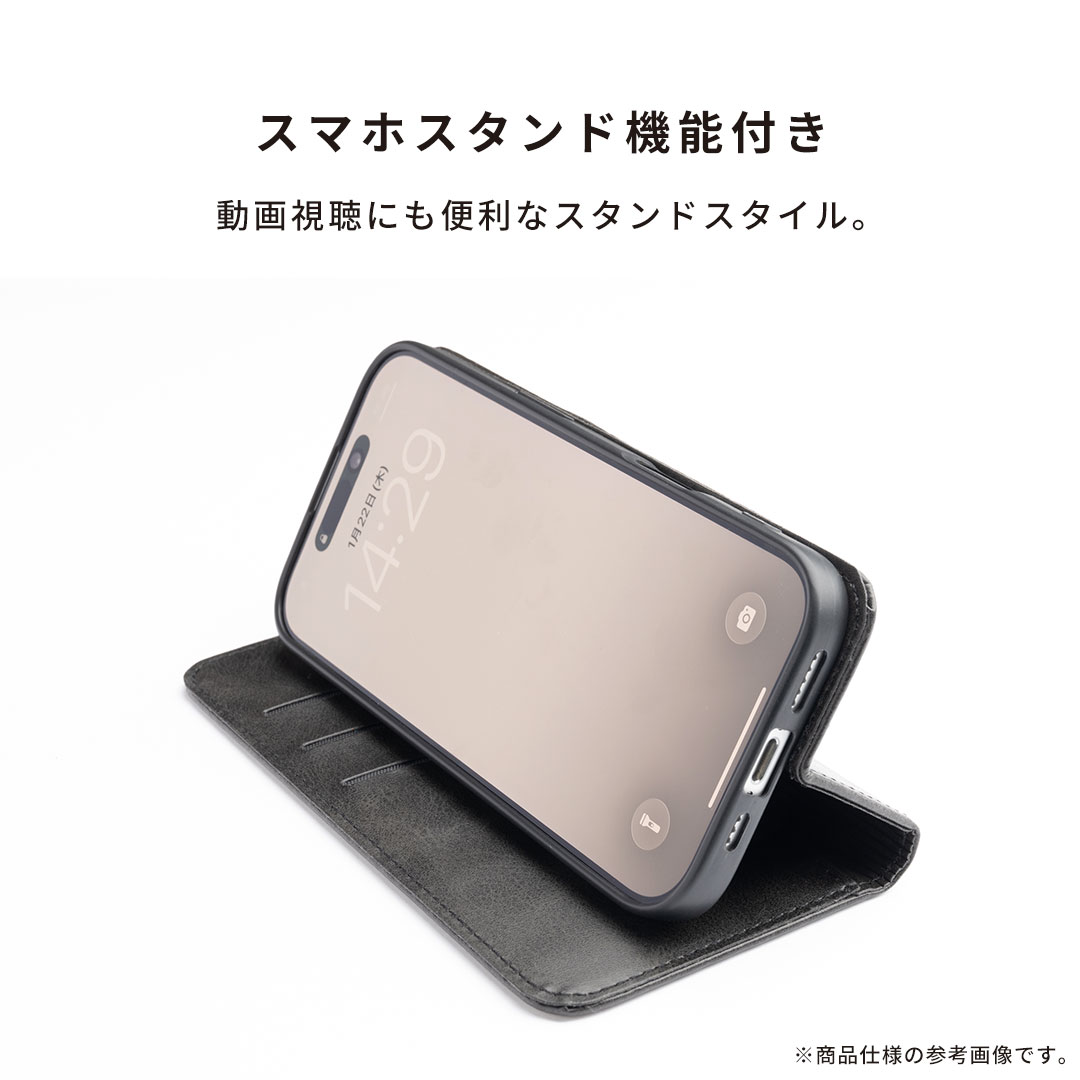 [iPhone 17/16/16e/15/14/SE(第3・第2世代)/8/7専用]カードポケット付 シンプル手帳型ケース