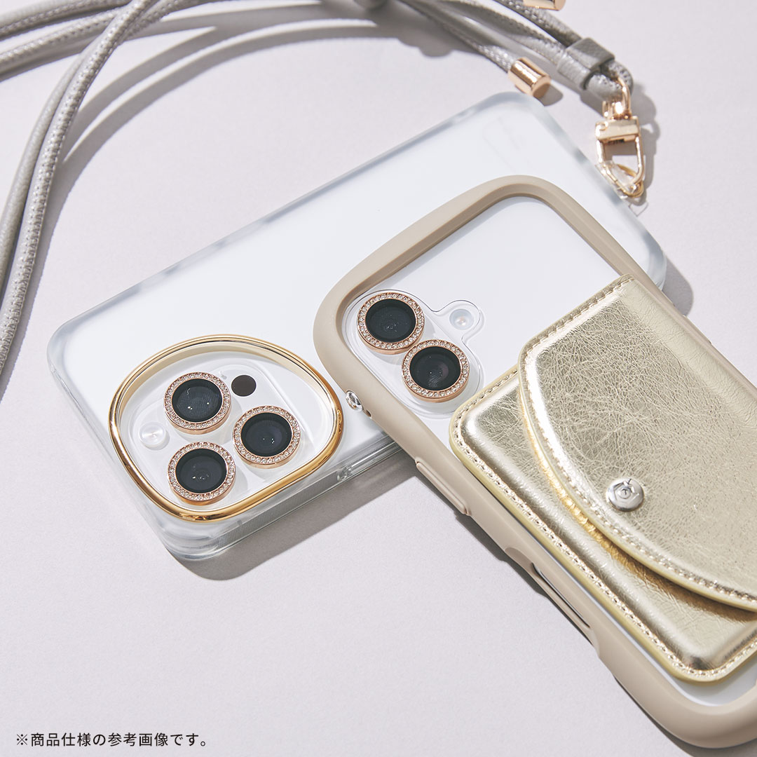 [iPhone 17/16/16 Plus専用]カメラレンズ保護カバー(ラインストーン)