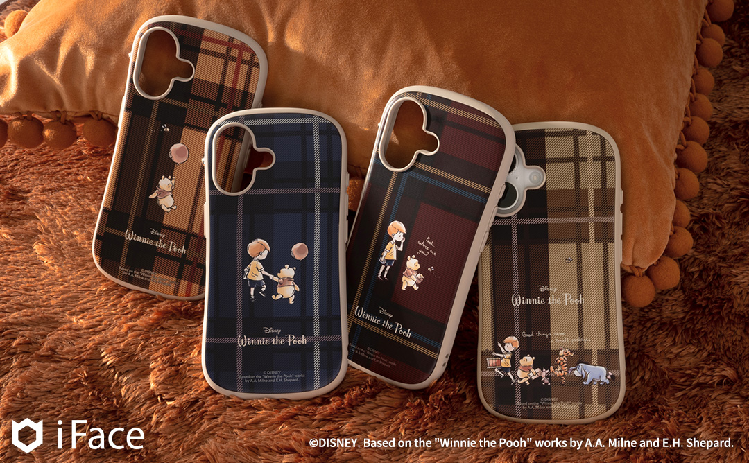 【新】[iPhone 15/14/13専用]ディズニーキャラクター iFace First Class Cafe MagSynqケース(プー/チェック/ベージュ)