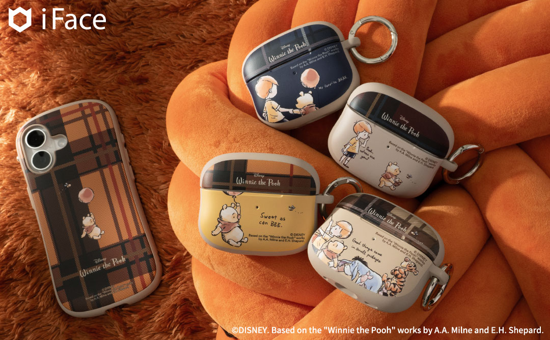【新】[AirPods Pro(第2/1世代)専用]ディズニーキャラクター iFace First Class Cafe ケース(プー/チェック/ベージュ)