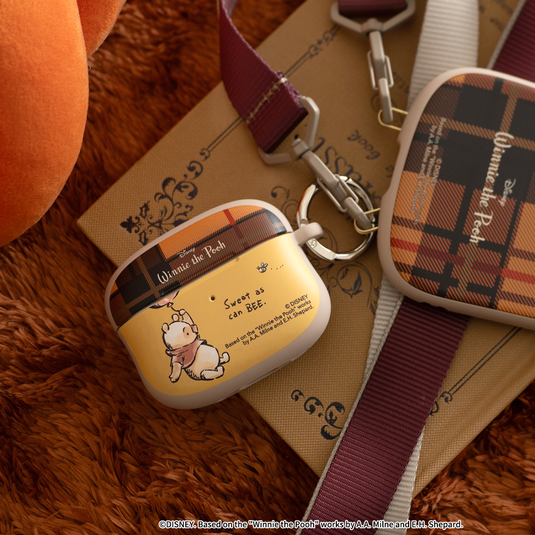 【新】[AirPods Pro(第2/1世代)専用]ディズニーキャラクター iFace First Class Cafe ケース(プー/チェック/ベージュ)