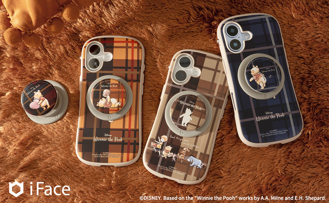 ディズニーキャラクター iFace MagSynq Grip Holder(プー/チェック)