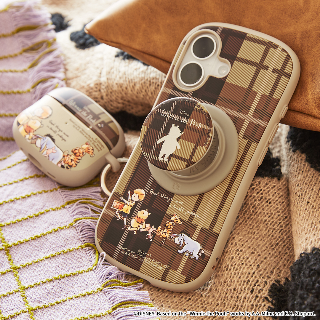 ディズニーキャラクター iFace MagSynq Grip Holder(プー/チェック)