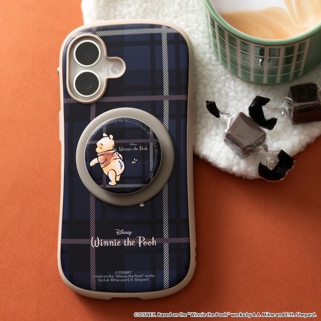 ディズニーキャラクター iFace MagSynq Grip Holder(プー/チェック)