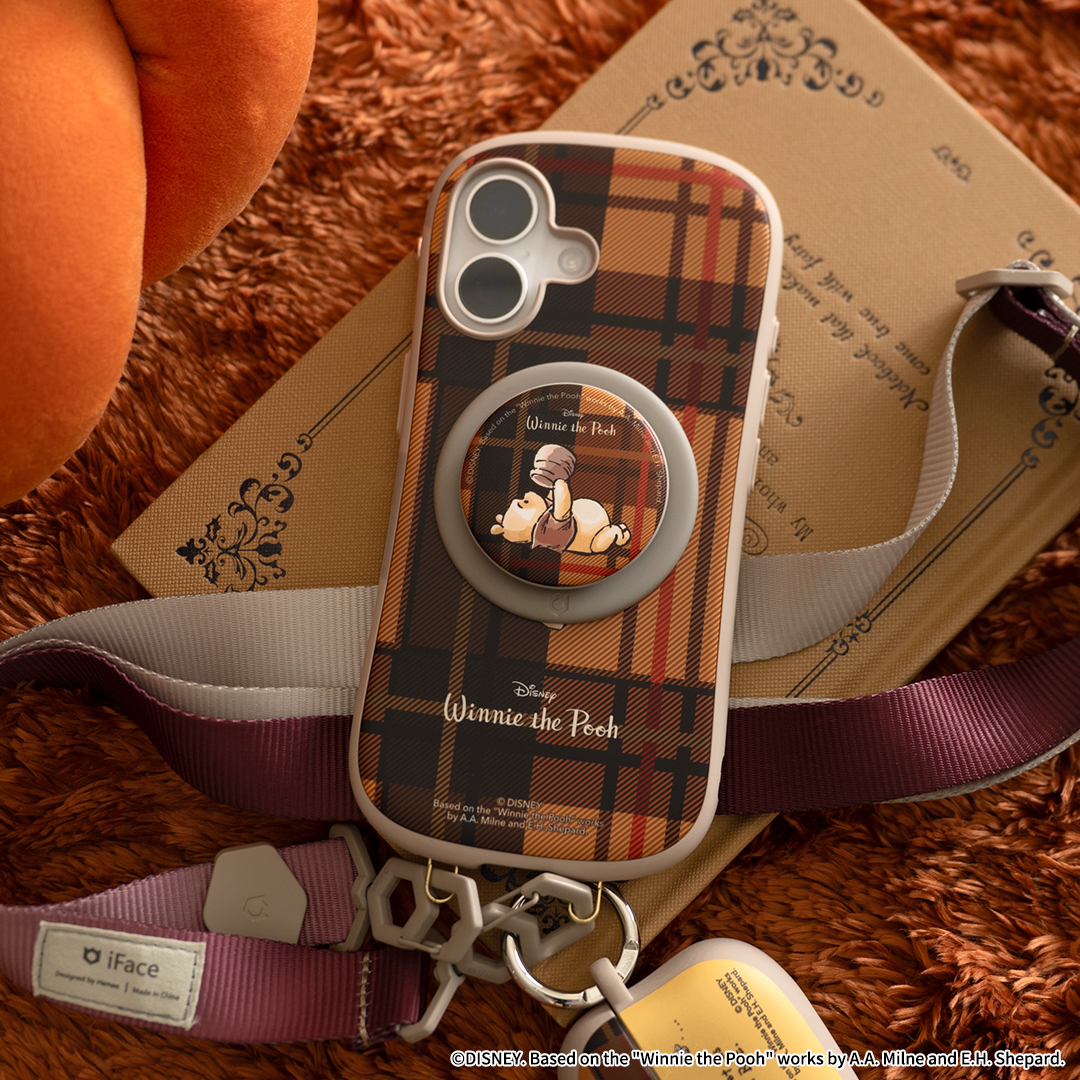 ディズニーキャラクター iFace MagSynq Grip Holder(プー/チェック)