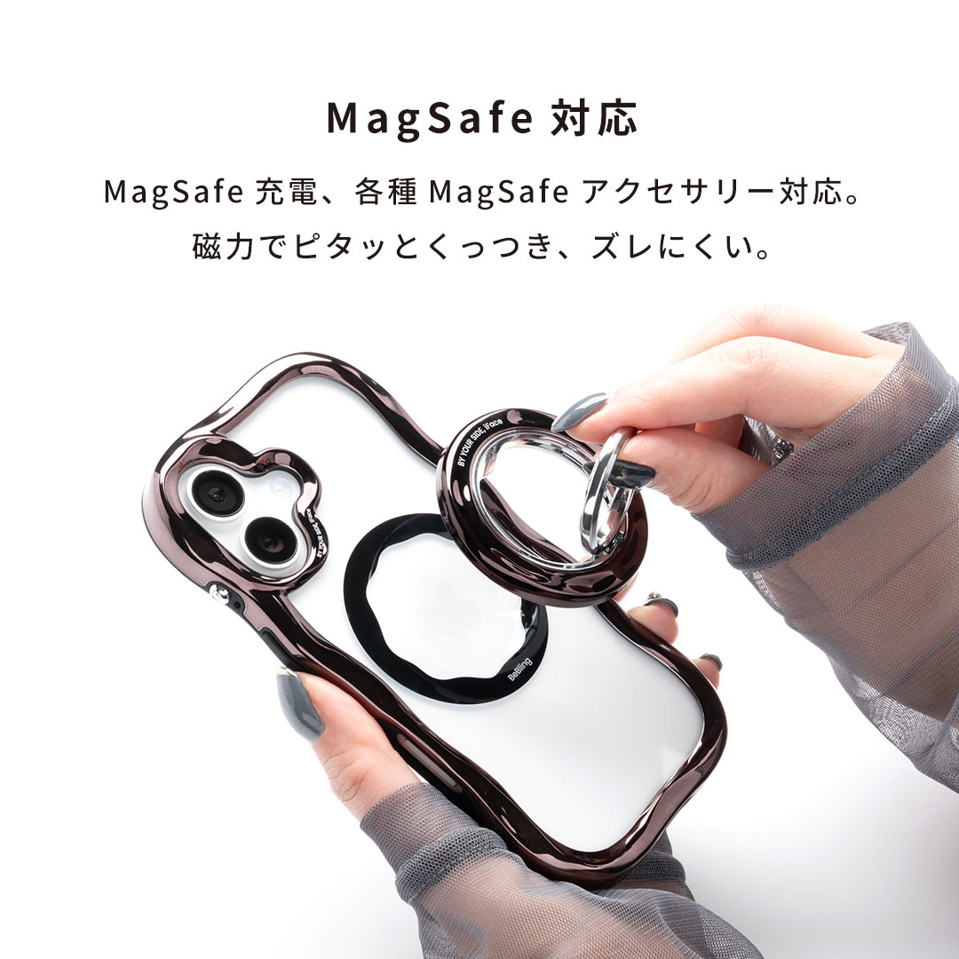 [iPhone 15/14/13専用]iFace BeBling MagSynq クリアケース(ブラック)