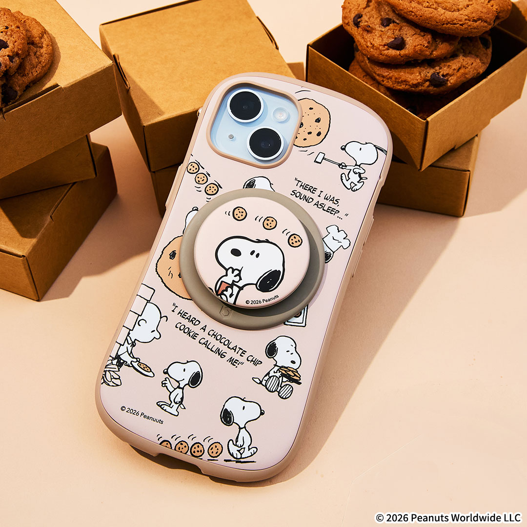 【新】PEANUTS/ピーナッツ iFace MagSynq Grip Holder(チョコチップクッキー/カフェオレベージュ)