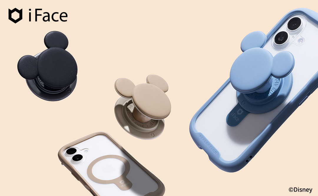 ディズニーキャラクター iFace Figure Type MagSynq Grip Holder(ミッキーアイコン/ブラック)
