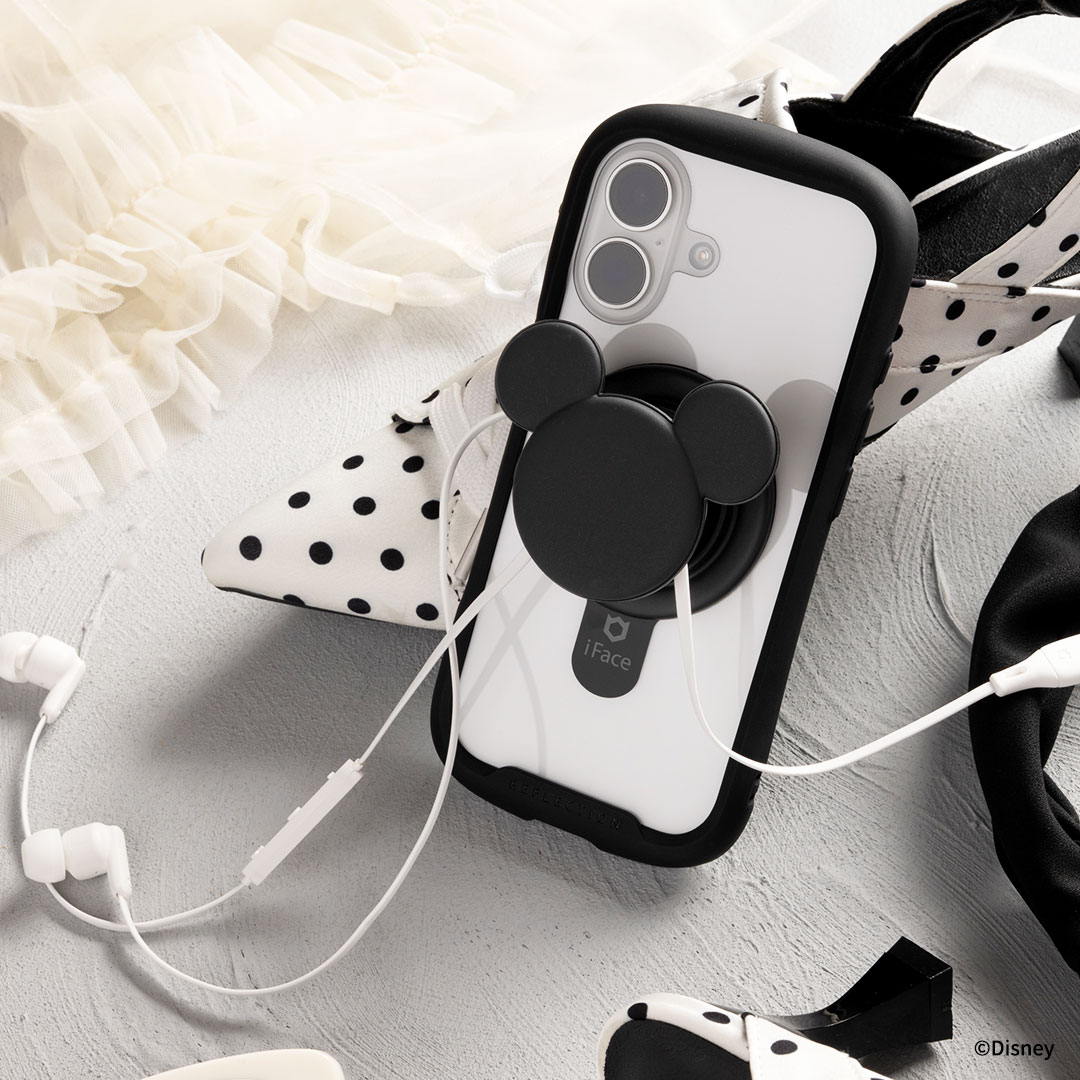 ディズニーキャラクター iFace Figure Type MagSynq Grip Holder(ミッキーアイコン/ブラック)
