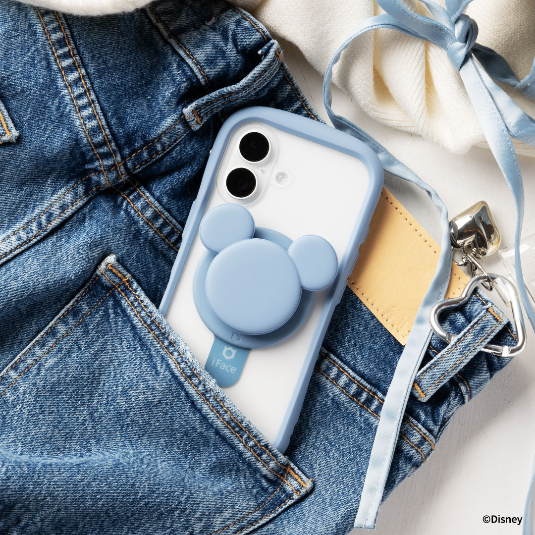 ディズニーキャラクター iFace Figure Type MagSynq Grip Holder(ミッキーアイコン/ブラック)