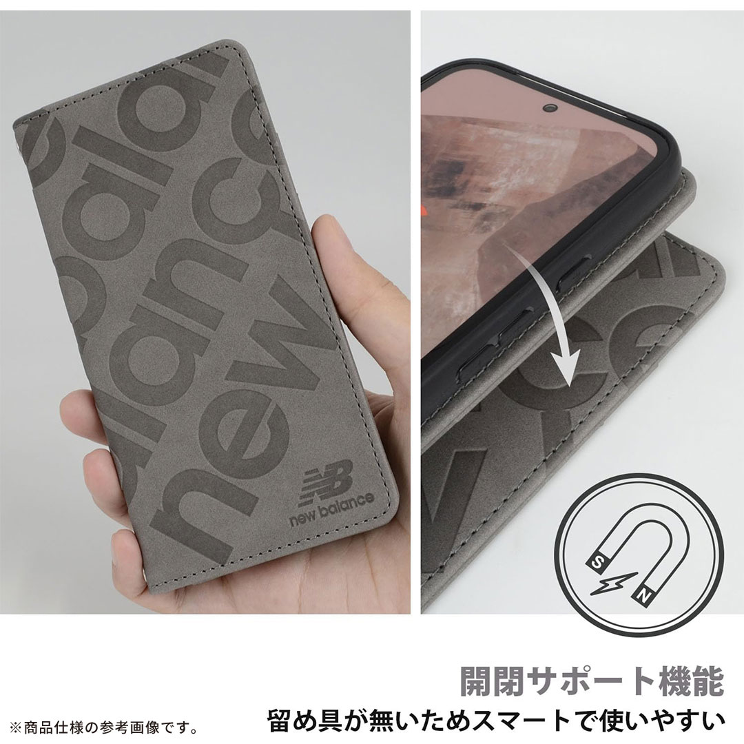 [Google Pixel 9a専用]New Balance/ニューバランス スエード手帳型ケース スタンプロゴ
