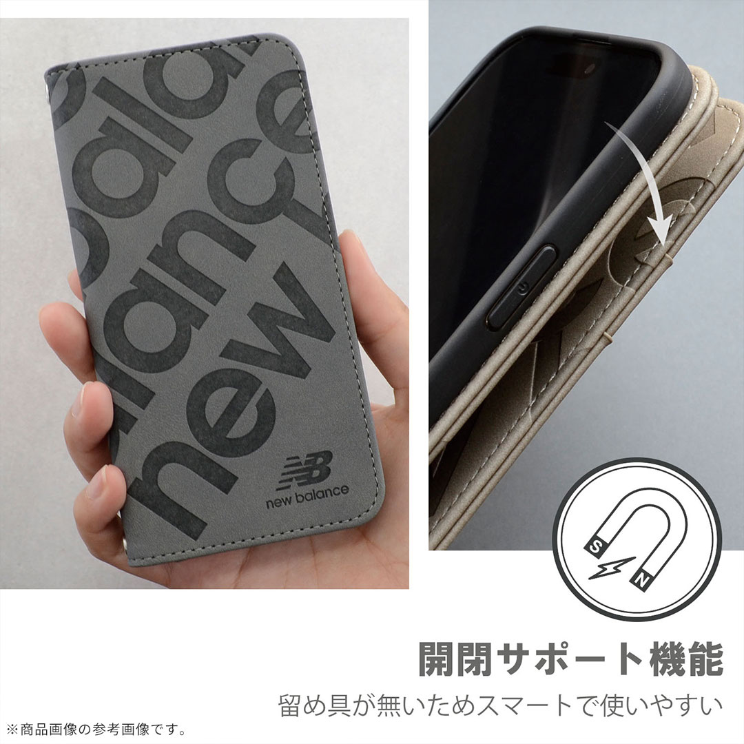 【新】【本店】[iPhone 17専用]New Balance/ニューバランス スエード手帳型ケース スタンプロゴ(ブラック)