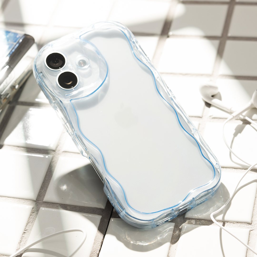 【新】[iPhone 15専用]PHONEAR ウェーブスタイルスマホケース(シルバー)