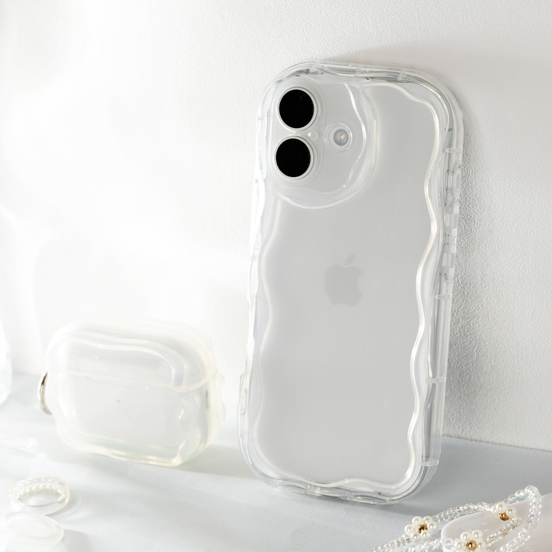 【新】[iPhone 15専用]PHONEAR ウェーブスタイルスマホケース(シルバー)