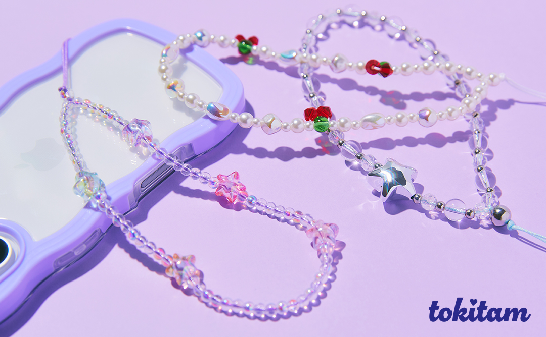【新】tokitam ビーズストラップ(シルバースター/クリア)