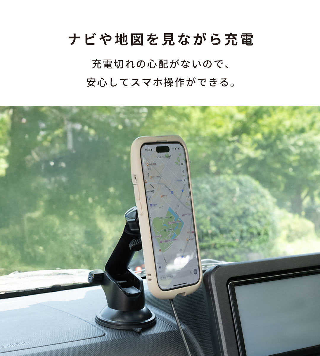 DIVAID マグネット吸着対応 ワイヤレス充電車載ホルダー(ブラック)