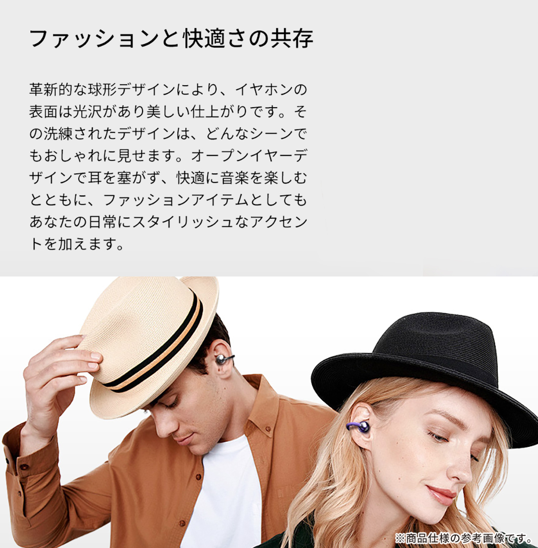 KING LUCKY Bluetooth5.4対応 オープンイヤー 完全ワイヤレスイヤホン i239(ブラック)