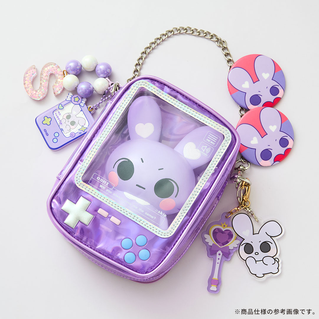 Osel 携帯ゲーム型 ぬいぐるみポーチ(クリアパープル)