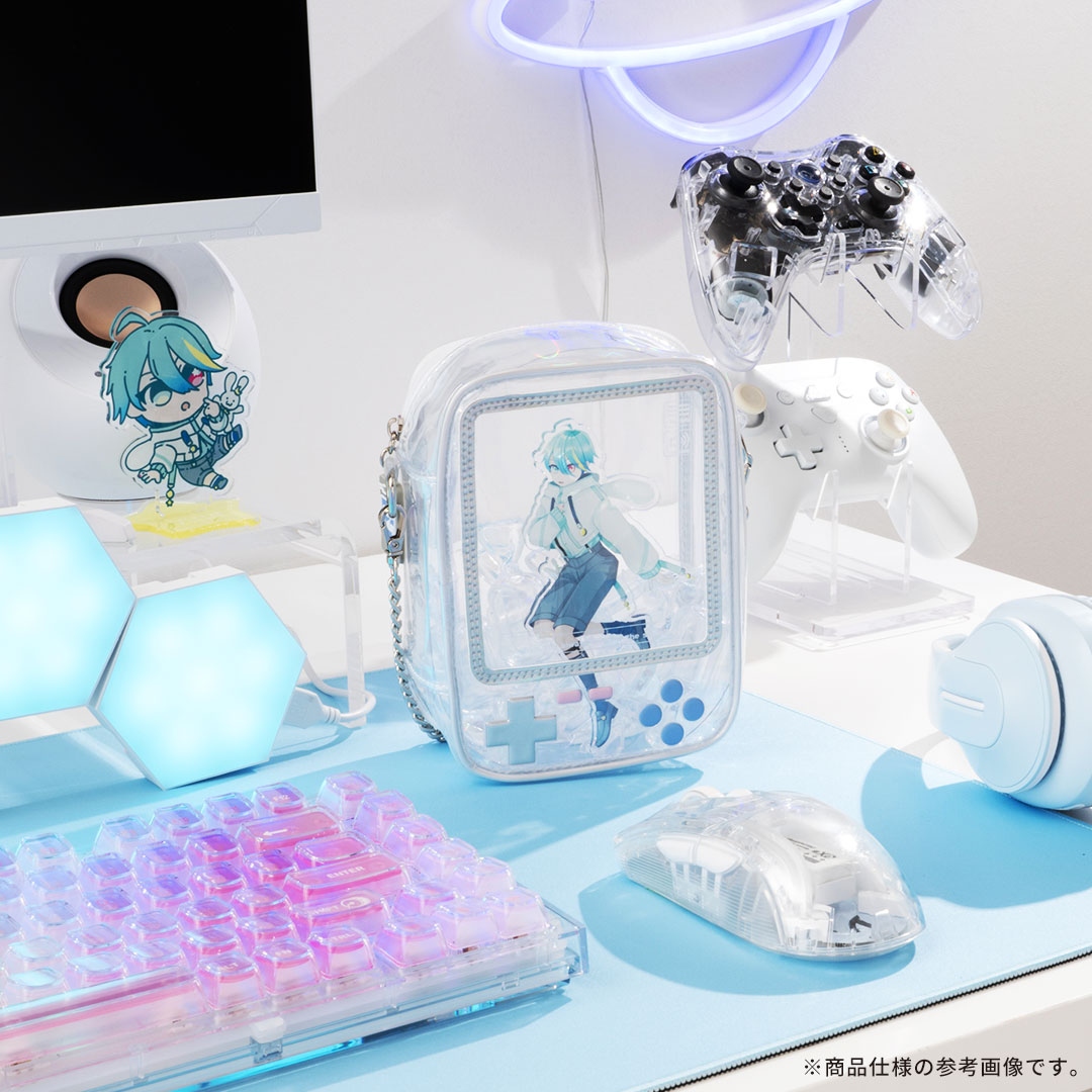 Osel 携帯ゲーム型 ぬいぐるみポーチ(クリアパープル)